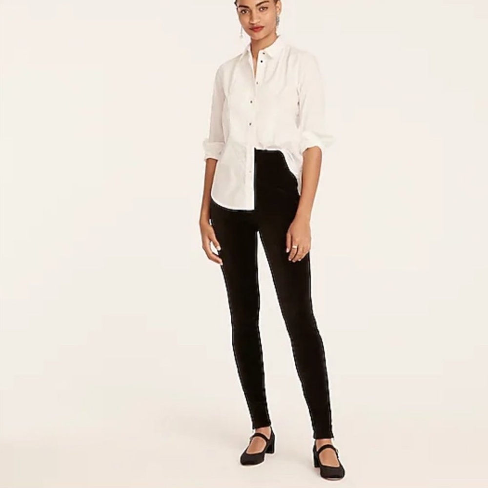 J.Crew Black Italian Stretch Velvet Leggings Mario Bellucci Size MP